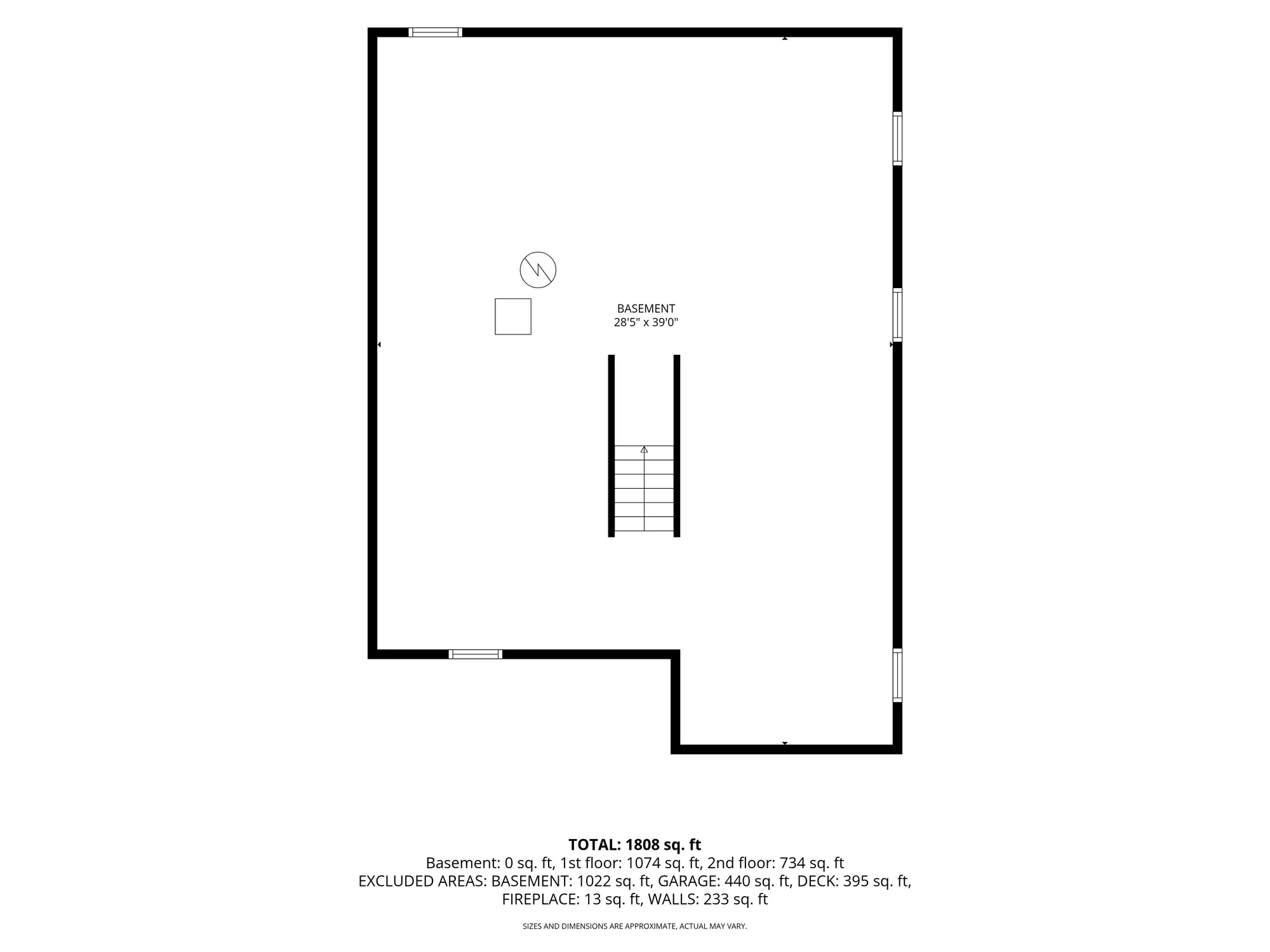 Floor plan of the full unfinished basement